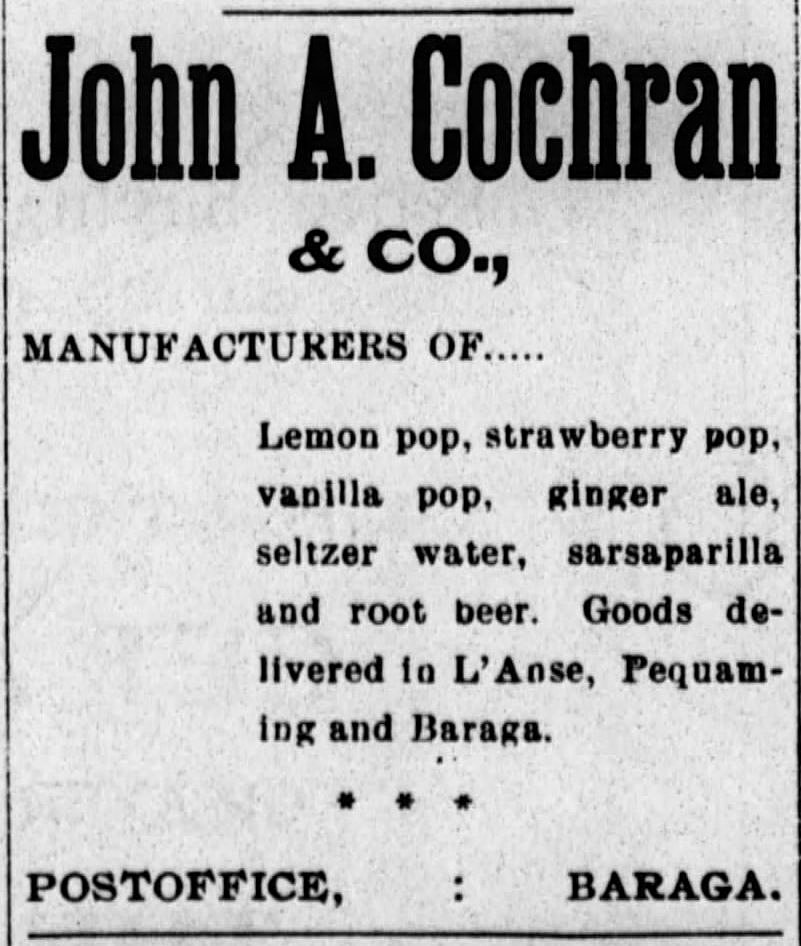 Newspaper ad - The L'Anse Sentinel, 23 May 1896
